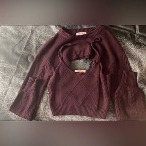 Dark Maroon colored knitted set.